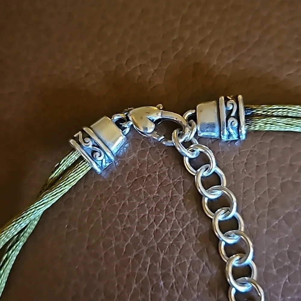 BRIGHTON Venus Rising Swarovski Crystal Pendant Olive Silk Cord Necklace - Picture 6 of 7